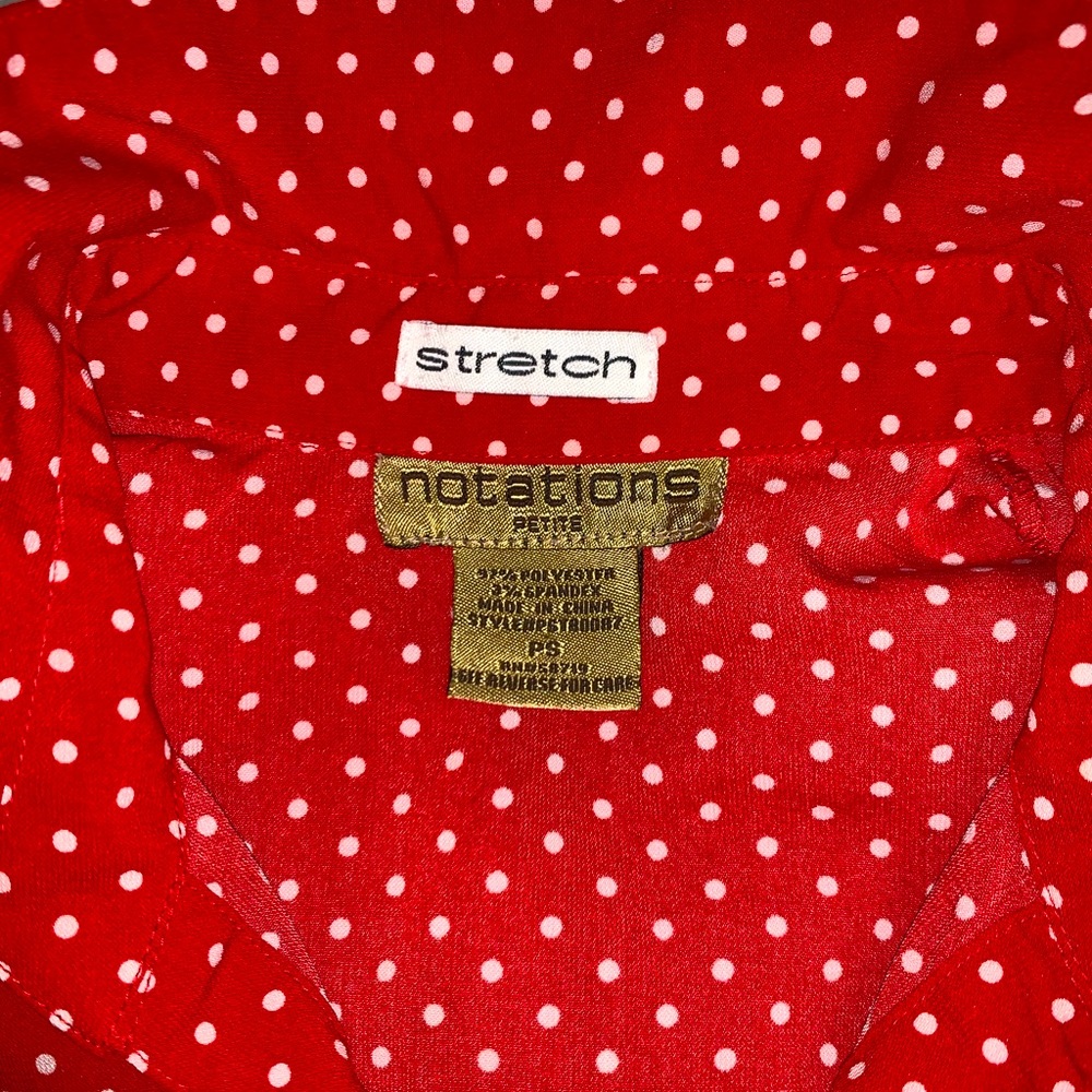Notations Top Red Polka Dotted Button Up Shirt - Picture 5 of 5